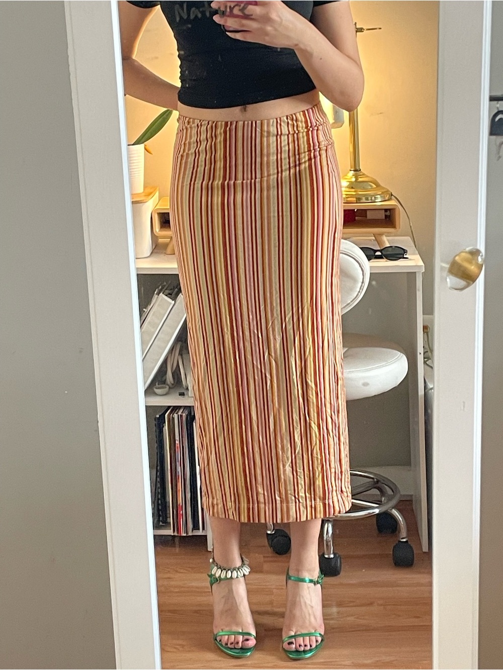 Reformation stripped bodycon skirt